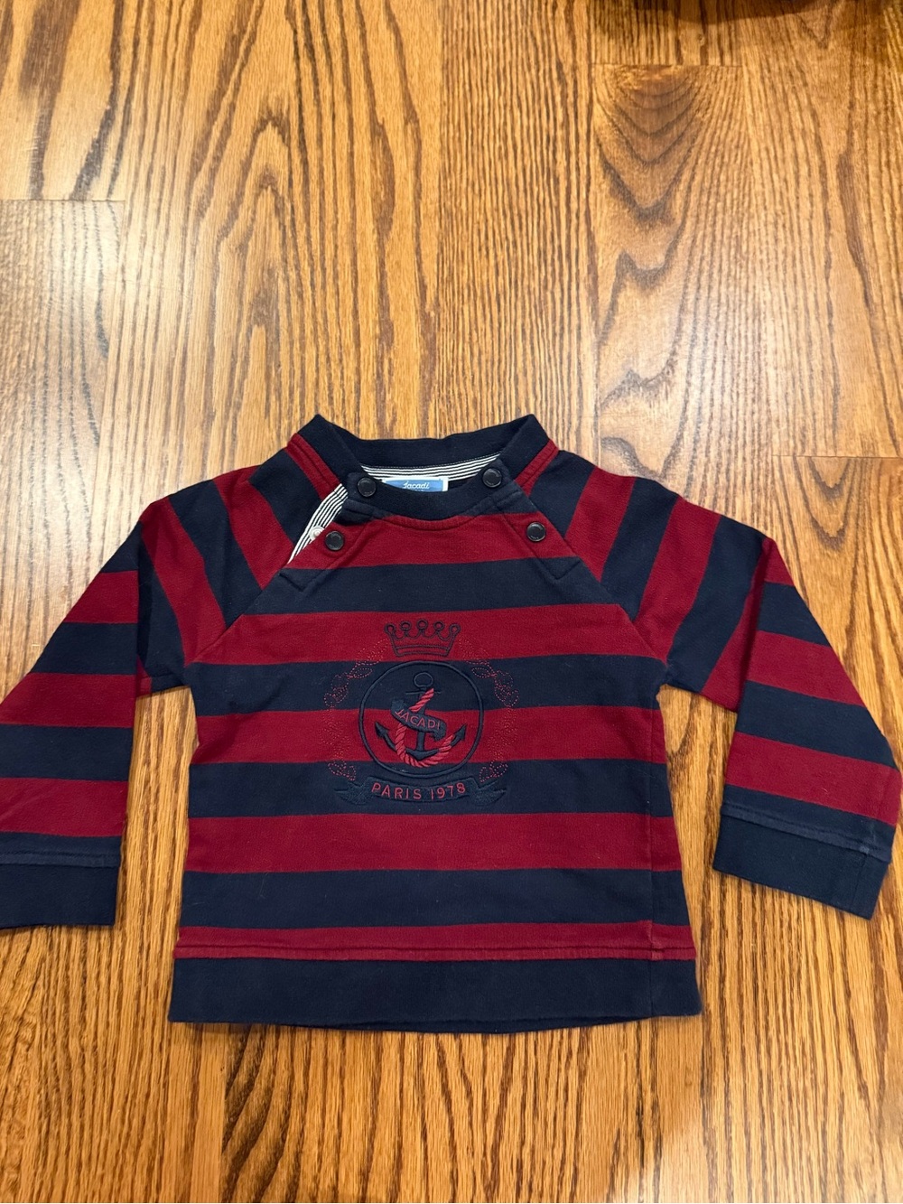 Jacadi Toddler Navy & Red Striped Crewneck